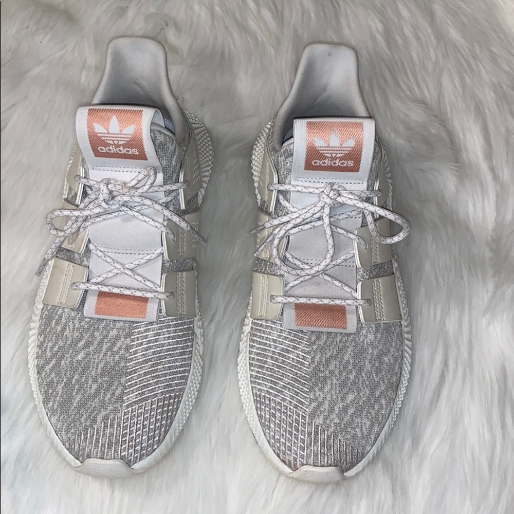 Adidias sneakers. White,grey, & rose gold accents